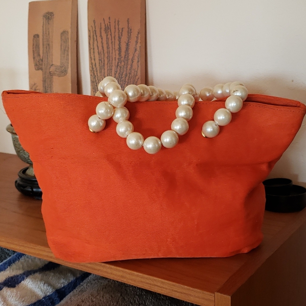 Bright red handbag